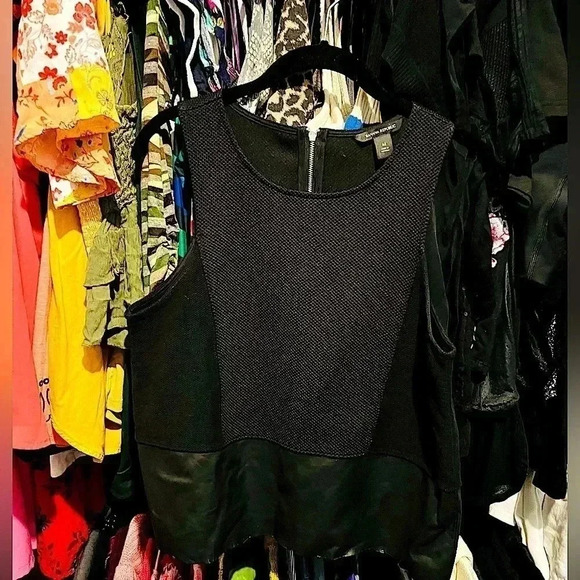 Banana Republic Tops - Banana Republic Black Sleeveless Knit and Pleather Work/Office Wear Top Blouse